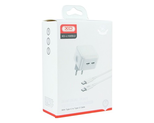 Мережевий Зарядний Пристрій XO L102 EU Dual type-C port 35W Type-C to Type-C