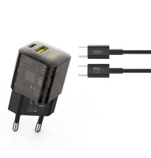 Мережевий Зарядний Пристрій XO CE05 PD30W+QC3.0 Type-C to Type-C