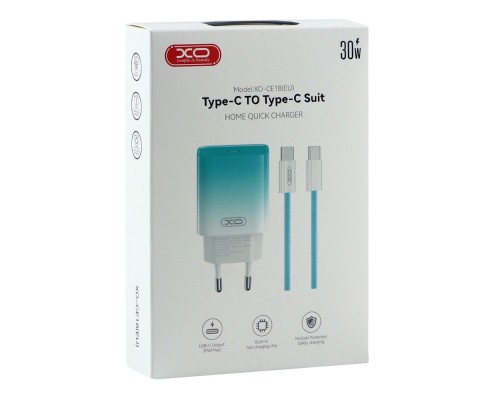 Мережевий Зарядний Пристрій XO CE18 1Type-C PD/QC 30W Type-C to Type-C