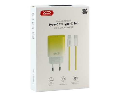 Мережевий Зарядний Пристрій XO CE18 1Type-C PD/QC 30W Type-C to Type-C