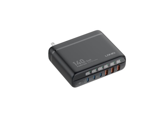Мережевий Зарядний Пристрій LDNIO A6140C 140W LED display GAN