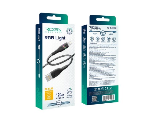 Кабель USB Ridea RC-RL15 RGB Light Lightning 12W 1.2m