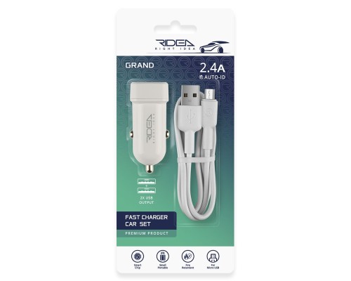 Автомобільний Зарядний Пристрій Ridea RCC-21112 Grand Micro 2USB 2.4 A