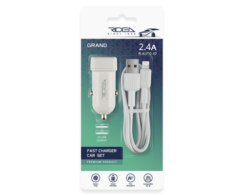 Автомобільний Зарядний Пристрій Ridea RCC-21312 Grand Lightning 2USB 2.4 A