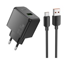Мережевий Зарядний Пристрій Hoco CS17A 1USB Multi-Protocol 22.5W+USB to Type-C