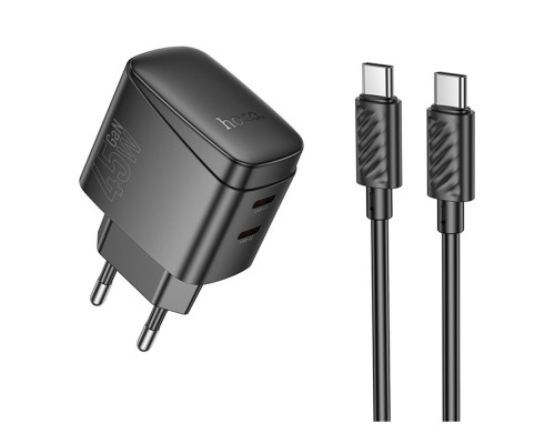 Мережевий Зарядний Пристрій Hoco CS62A 2USB-C PD/QC 45W GAN+Type-C to Type-C