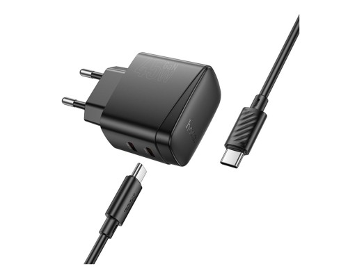 Мережевий Зарядний Пристрій Hoco CS62A 2USB-C PD/QC 45W GAN+Type-C to Type-C