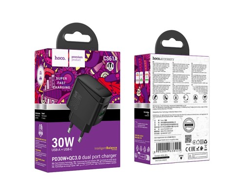 Мережевий Зарядний Пристрій Hoco CS61A 1USB/1USB-C PD/QC 30W