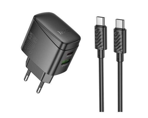 Мережевий Зарядний Пристрій Hoco CS61A 1USB/1USB-C PD/QC 30W+Type-C to Type-C