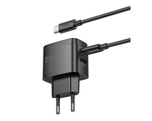 Мережевий Зарядний Пристрій Hoco CS61A 1USB/1USB-C PD/QC 30W+Type-C to Type-C