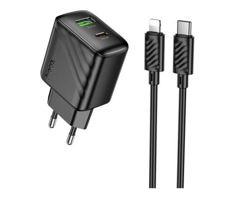 Мережевий Зарядний Пристрій Hoco CS25A 1USB-C/1USB PD/QC 20W+Type-C to Lightning