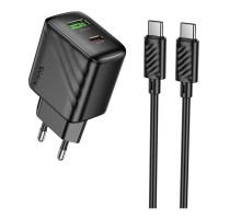 Мережевий Зарядний Пристрій Hoco CS25A 1USB-C/1USB PD/QC 20W+Type-C to Type-C