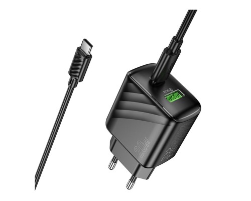 Мережевий Зарядний Пристрій Hoco CS25A 1USB-C/1USB PD/QC 20W+Type-C to Type-C
