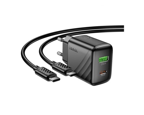 Мережевий Зарядний Пристрій Hoco CS25A 1USB-C/1USB PD/QC 20W+Type-C to Type-C