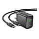 Мережевий Зарядний Пристрій Hoco CS25A 1USB-C/1USB PD/QC 20W+Type-C to Type-C