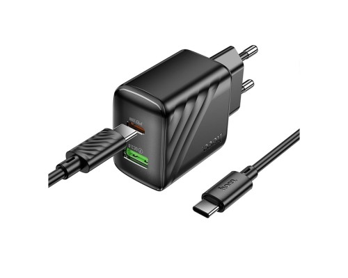 Мережевий Зарядний Пристрій Hoco CS25A 1USB-C/1USB PD/QC 20W+Type-C to Type-C