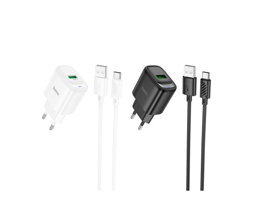 Мережевий Зарядний Пристрій Hoco C140A 1USB QC 18W+USB to Type-C