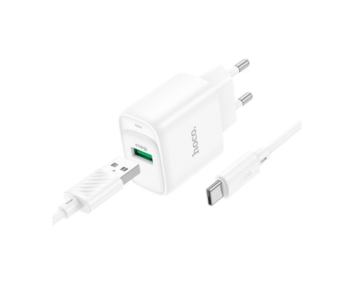 Мережевий Зарядний Пристрій Hoco C140A 1USB QC 18W+USB to Type-C