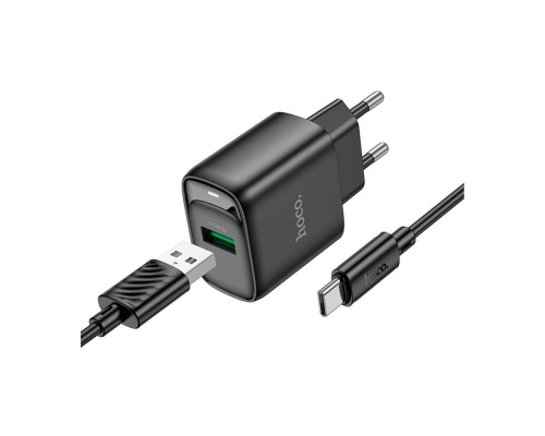 Мережевий Зарядний Пристрій Hoco C140A 1USB QC 18W+USB to Type-C