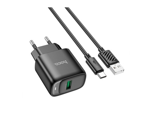 Мережевий Зарядний Пристрій Hoco C140A 1USB QC 18W+USB to Type-C