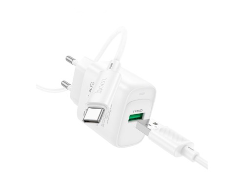 Мережевий Зарядний Пристрій Hoco C140A 1USB QC 18W+USB to Type-C