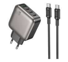 Мережевий Зарядний Пристрій Borofone BAS57A 3USB-C/1USB PD/QC 67W GAN+Type-C to Type-C