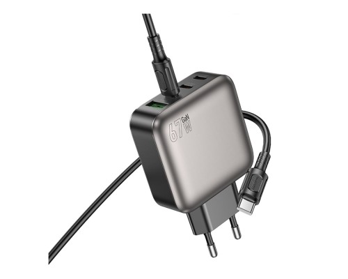 Мережевий Зарядний Пристрій Borofone BAS57A 3USB-C/1USB PD/QC 67W GAN+Type-C to Type-C