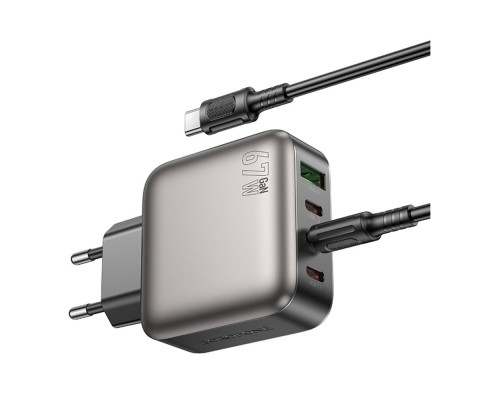 Мережевий Зарядний Пристрій Borofone BAS57A 3USB-C/1USB PD/QC 67W GAN+Type-C to Type-C