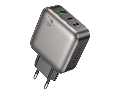 Мережевий Зарядний Пристрій Borofone BAS56A 2USB-C/1USB QC/PD 45W GAN