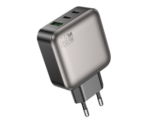 Мережевий Зарядний Пристрій Borofone BAS56A 2USB-C/1USB QC/PD 45W GAN