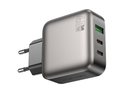 Мережевий Зарядний Пристрій Borofone BAS56A 2USB-C/1USB QC/PD 45W GAN