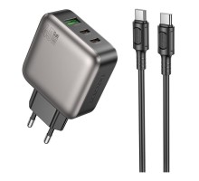 Мережевий Зарядний Пристрій Borofone BAS56A 2USB-C/1USB QC/PD 45W GAN+Type-C to Type-C