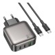Мережевий Зарядний Пристрій Borofone BAS56A 2USB-C/1USB QC/PD 45W GAN+Type-C to Type-C
