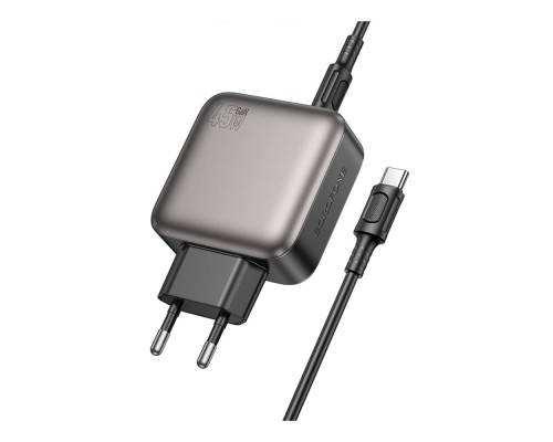 Мережевий Зарядний Пристрій Borofone BAS56A 2USB-C/1USB QC/PD 45W GAN+Type-C to Type-C