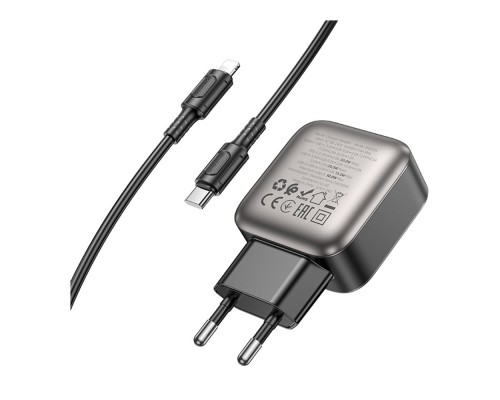Мережевий Зарядний Пристрій Borofone BAS55A 1USB-C/1USB PD/QC 30W GAN+Type-C to Lightning