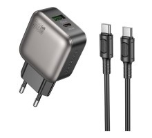 Мережевий Зарядний Пристрій Borofone BAS55A 1USB-C/1USB PD/QC 30W GAN+Type-C to Type-C