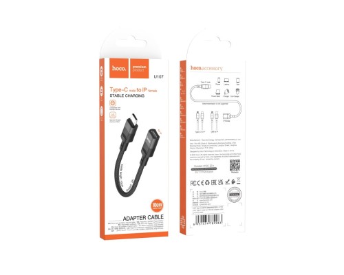 USB Перехідник Hoco U107 Type-C male to iP female adapter 10 cm М'ята упаковка