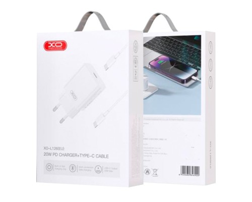 Мережевий Зарядний Пристрій XO L126 1USB-C PD/QC 20W+Type-C to Type-C
