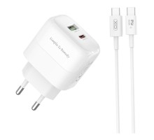 Мережевий Зарядний Пристрій XO L137 1USB-C/1USB PD/QC 20W+Type-C to Type-C New Logo