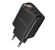 Мережевий Зарядний Пристрій Borofone BA98A 2USB-C/1USB PD/QC 30W Led Display