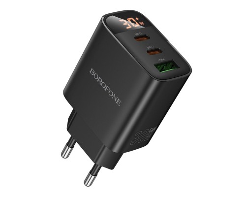 Мережевий Зарядний Пристрій Borofone BA98A 2USB-C/1USB PD/QC 30W Led Display