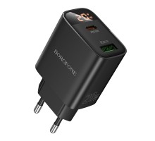 Мережевий Зарядний Пристрій Borofone BA96A 1USB-C/1USB PD/QC 20W Led Display