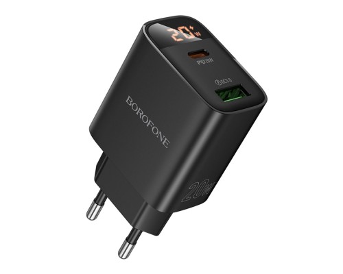 Мережевий Зарядний Пристрій Borofone BA96A 1USB-C/1USB PD/QC 20W Led Display