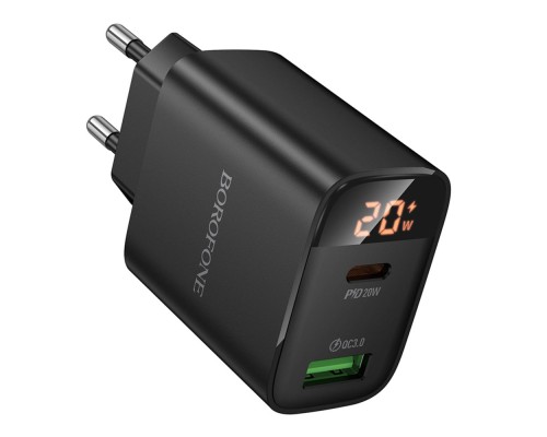 Мережевий Зарядний Пристрій Borofone BA96A 1USB-C/1USB PD/QC 20W Led Display