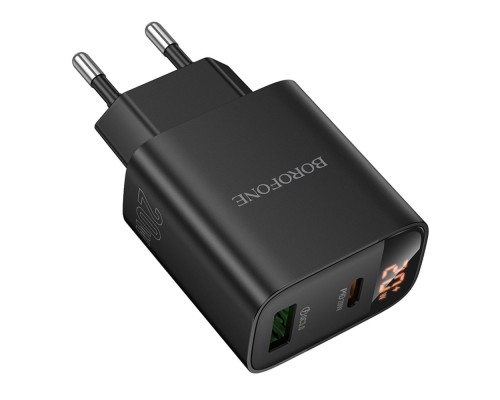 Мережевий Зарядний Пристрій Borofone BA96A 1USB-C/1USB PD/QC 20W Led Display