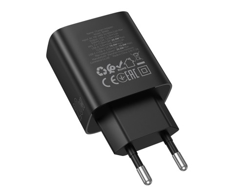 Мережевий Зарядний Пристрій Borofone BA96A 1USB-C/1USB PD/QC 20W Led Display