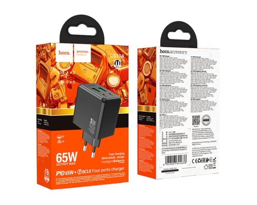 Мережевий Зарядний Пристрій Hoco CS19A 2USB-C/2USB PD/QC 65W