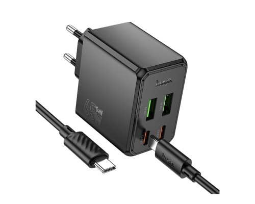 Мережевий Зарядний Пристрій Hoco CS19A 2USB-C/2USB PD/QC 65W+Type-C to Type-C