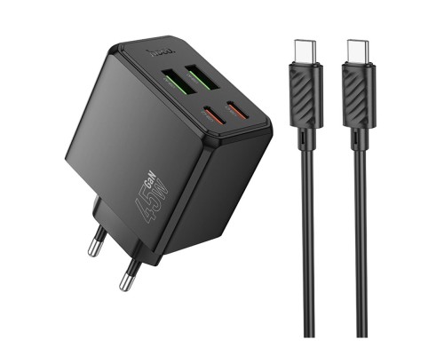Мережевий Зарядний Пристрій Hoco CS18A 2USB-C/2USB PD/QC 45W+Type-C to Type-C