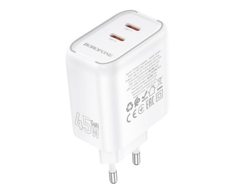 Мережевий Зарядний Пристрій Borofone BA90A 2USB-C PD/QC45W
